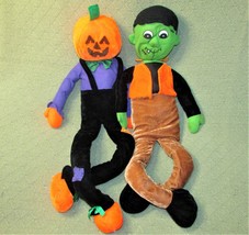 24&quot; Halloween Plush Lot Goffa Frankenstein And Pumpkin Scarecrow Stuffed Dolls - £15.23 GBP