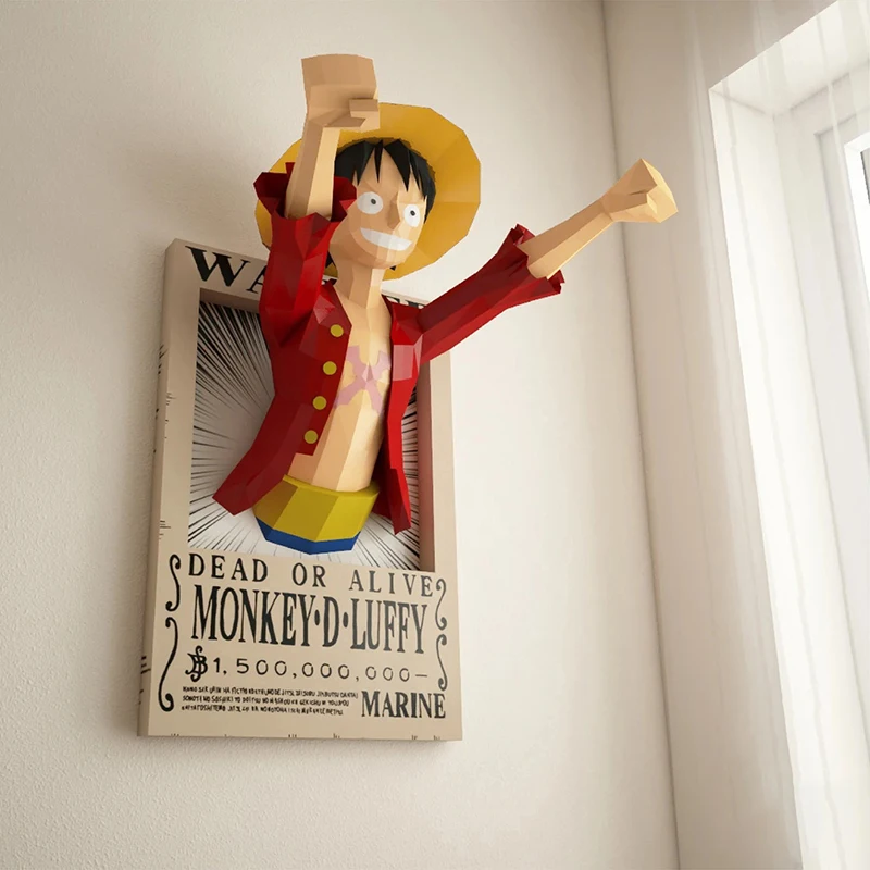 Anime One Piece Luffy 3D Paper Papercraft Living Room Wall Hanging Art Decor - £31.21 GBP+