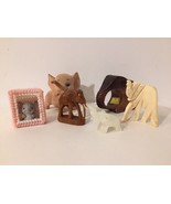 6 Collectible Elephant Figurines Wooden Glass Plastic Souvenirs - £6.01 GBP