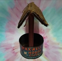 Vintage Maxwell House Coffee Tin Can Craft Bird Nest House Planter Tramp Art - £16.58 GBP