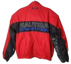 Nautica Competition Men XL Red Black Windbreaker Jacket - £39.94 GBP