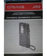 Vintage Craig J152 Microcassette Recorder Owner’s Reference Manual  - $2.99