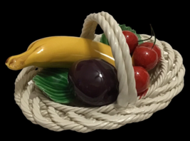 Vintage Capodimonte Oval Ceramic Woven Art Fruit Basket Made in Italy Farmhouse - £54.19 GBP