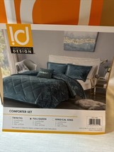 4 Pc Luxurious Crushed Velvet Comforter Set for Full Queen Size Bed Blue/Green - £37.18 GBP