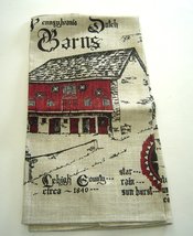 Vintage Pennsylvania Dutch  Amish Barns Linen Kitchen Tea Towel  Kay Dee  - $12.99