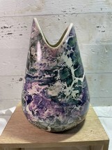 McCoy Vase Purple, Green &amp; White Marble Glaze MCM Vintage 1960s Home Decor - £46.39 GBP