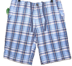 Hugo Boss Blue Plaids Men&#39;s Sweat Shorts Beach Athletic Size US 30 - $62.34