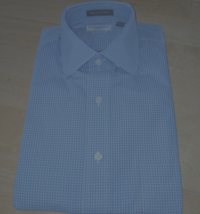 KOOLAKIAN &amp; MANRO SYRACUSE MENS BLUE/WHITE CHECKED COTTON LS DRESS SHIRT... - $22.00