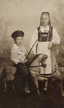 CDV Photo Kongsberg,Norway Children on Rocking Horse - $42.08