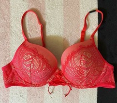 Victoria&#39;s Secret Hot &amp; Spicy Red Very Sexy Lace Up Push Up Bra - 36A - £43.95 GBP