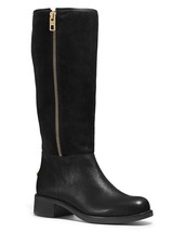 Coach Bailey Black Suede Leather Zip Tall Shearling Boots Women&#39;s 6 NEW ... - $135.23