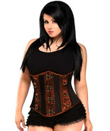 Brown &amp; Black Steel Boned Underbust Waist Trainer Corset  ~ Plus Sizes A... - £69.98 GBP