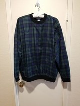 Vintage Izod Jacket Mens Extra Large Green Plaid Golf Pullover Wind Shir... - $27.72