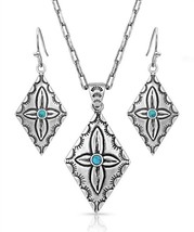 Montana Silversmiths women&#39;s primally etched jewelry set in Silver/Turquoise - - £49.30 GBP