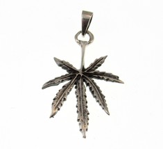 Solid 925 Sterling Silver Marijuana Leaf Pendant, Cannibus / Pot / Weed / Grass - £20.59 GBP