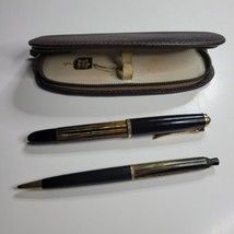 Pelikan Fountain Pen Tortoise Brown Stripe Case Mechanical Pencil Zip Vintage - £372.78 GBP