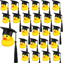 Graduation Rubber Ducks 24 Pcs with Black Graduation Cap Mini Rubber Duckies Bul - £28.73 GBP