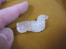(Y-CATE-556) little pale pink INCH WORM CATERPILLAR gemstone Stone carvi... - $19.17 CAD