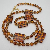 Vintage Joan Rivers Tortoise Shell Beaded Necklace With Gold-Tone Accents - £38.94 GBP