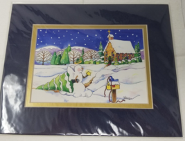 Snowman Angel North Star Art Print Watercolor Church Delivery 2007 - $23.70