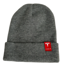 Tesla Motor Elon Musk Hat Cuffed Beanie Knit Gray NWOT Soft - $20.90