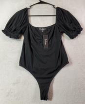 Lulus Bodysuit Womens Size Medium Black Rayon Short Sleeve Square Neck C... - $23.92