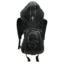 Skull Studded Hoodie w/ Attached Backpack Vest Vinyl Polyester - $184.28 CAD