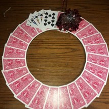 Homemade Round Poker Gambling Christmas Wreath - 16 Inch Poker Playing C... - £17.90 GBP
