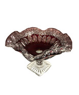 Vintage Westmoreland Comport Waterford Ruby to Clear Glass Ruffled Edge ... - €41,84 EUR