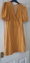 Mango Medium Yellow Dress Spotty Skater dress size 12 flowy holiday - £8.82 GBP