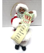 Christmas Black Santa Claus with Nice List Hardened Fabric 7&quot; Ornament - $182.99 MXN