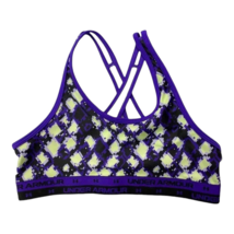 Under Armour Girls Heatgear Sports Bra Purple Yellow Geometric Crossback... - $20.18