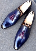 Splendid Shoes In Jewel Blue Patina Tassels LOAFER Style Original Leathe... - $149.99