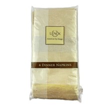 Lenox Dinner Napkins Elegant Gold and Silver Plaid 18.5 x18.5&quot; American ... - $24.05
