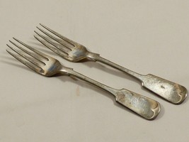 Antique ca1879 silver plated 2 dinner forks James Dixon Sheffield Fiddle... - $74.25