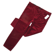 NWT J Brand Ruby in Cherry Red Stretch Velvet High Rise Crop Cigarette Pants 32 - £49.44 GBP