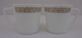   Pyrex Vintage Woodland Brown D-Handle Milk Glass Coffee Mugs Lot Of Two   - $11.87