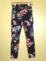 NEW Seven 7 for all Mankind Tropical Floral Print Black Ankle Skinny Jeans 24 0  - £86.83 GBP