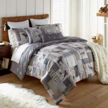 Donna Sharp Wyoming King 3-Piece Comforter Set Patchwork Lodge Cozy Cabin Bear - £79.43 GBP