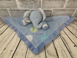 Carters Just One Year blue elephant I Love You dot security blanket lovey rattle - $5.93