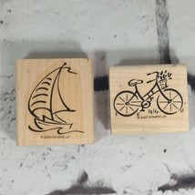 Stampin&#39; Up Vintage 2000 Rubber Stamps Lot of 2 Boat and Bike  - £11.84 GBP