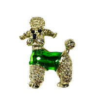 Vintage Poodle 1960&#39;s Brooch Gerry&#39;s Signed Brooch Pin with Green Sweater Gold - £12.75 GBP