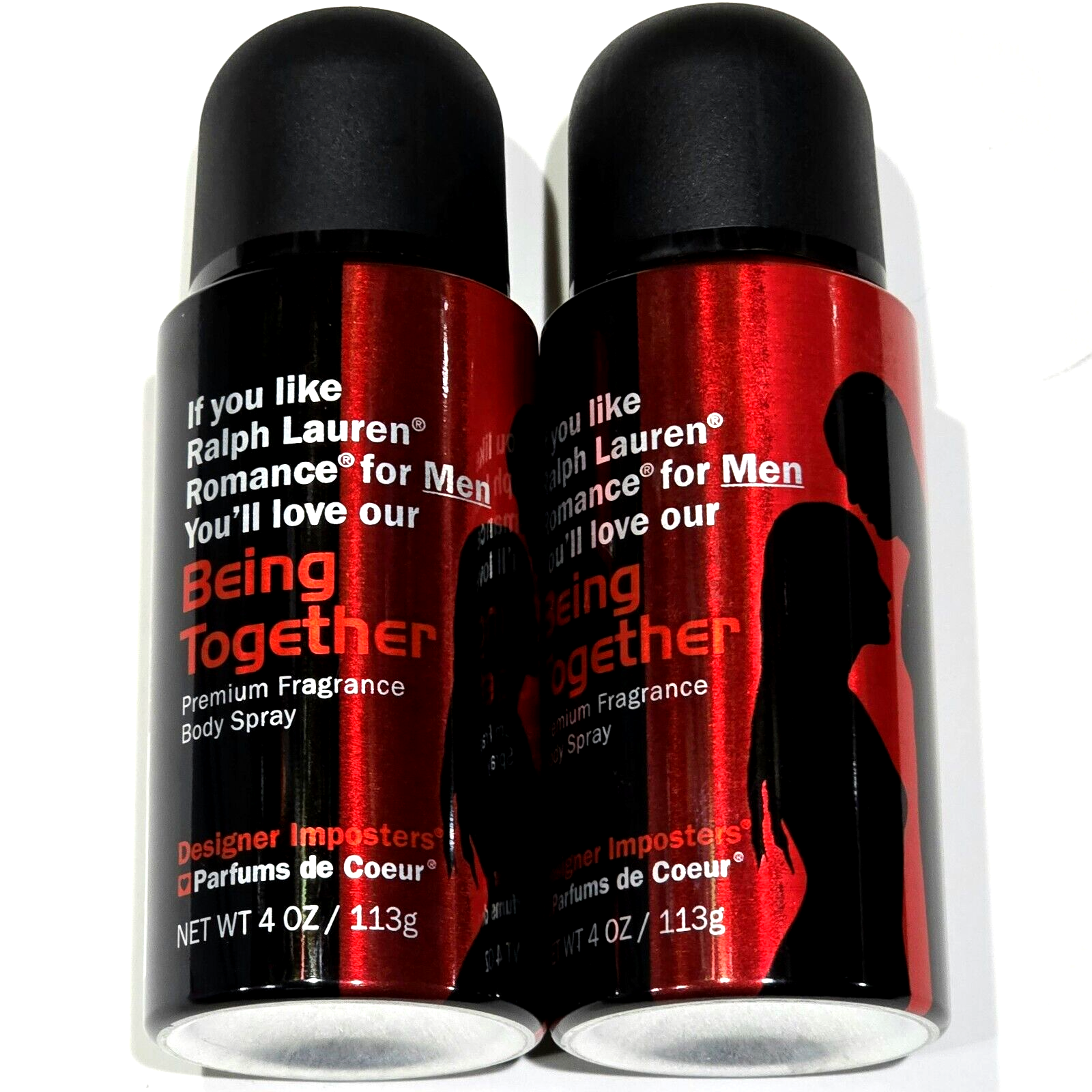 2 Pack Being Together Premium Men's Fragrance Body Spray Designer Imposter 4oz