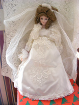 CAMELOT BRIDAL DOLL JOAN IN WHITE SATIN WITH LACE AND VICTORIAN HAIRDO N... - $38.61