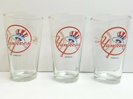 3 Yankees Budweiser Light Pint Glass 2011 MLB Baseball Beer Soda Barware... - £19.68 GBP