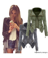 Motorcycle Biker Studded Fitted Padded Shoulder Denim Jacket RRP $80 Aus... - $82.00 CAD