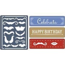 Sizzix Textured Impressions Embossing Folders Mustache Set - £22.58 GBP