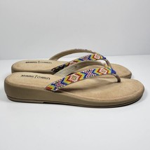 New Minnetonka Beaded Moccassin Style Thong Leather Wedge Sandals Ladies 9 N - £25.62 GBP