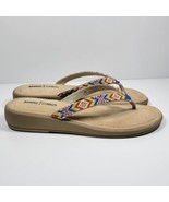 NEW MINNETONKA BEADED MOCCASSIN STYLE THONG LEATHER WEDGE SANDALS LADIES... - £25.13 GBP