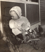 Baby on Porch Stroller Toys Original Found Photo Vintage Photograph - £7.81 GBP